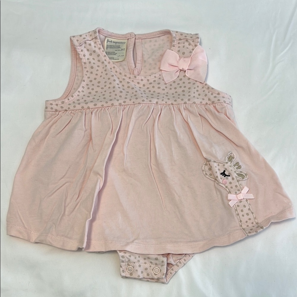 First Impressions Pink Cotton Sundress with Giraffe Girl Size 24 Months